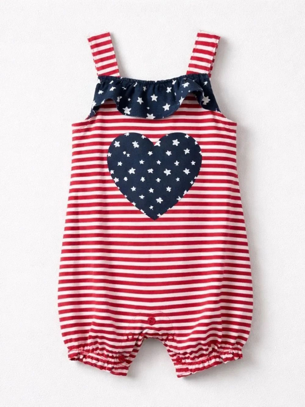 Way to Celebrate Patriotic bubble romper red white blue stripes stars 3-6 months